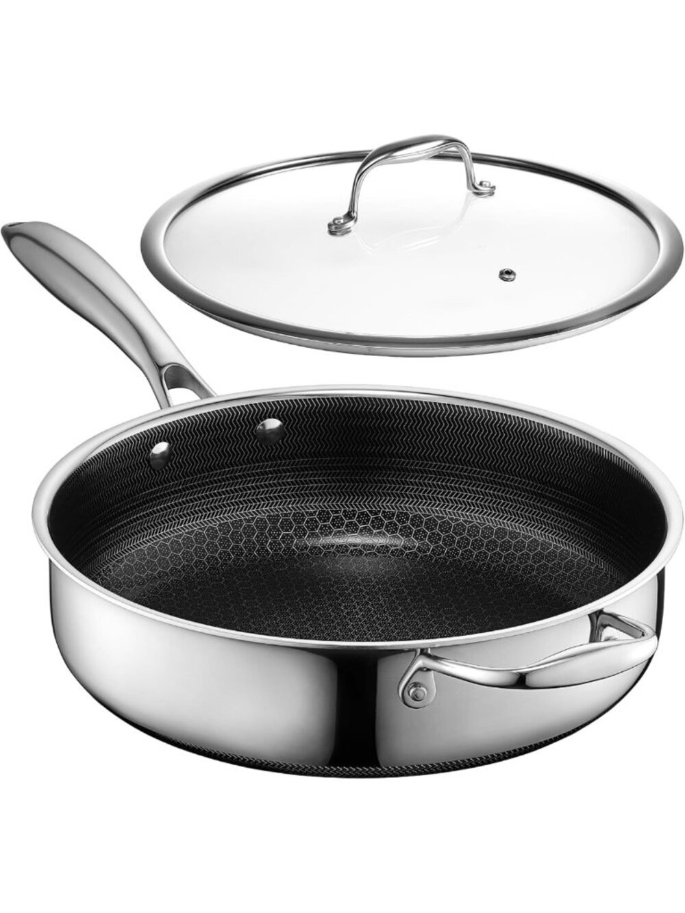 4.5 Qt Hybrid Nonstick Deep Sauté Pan with Lid - Induction Ready Cookware